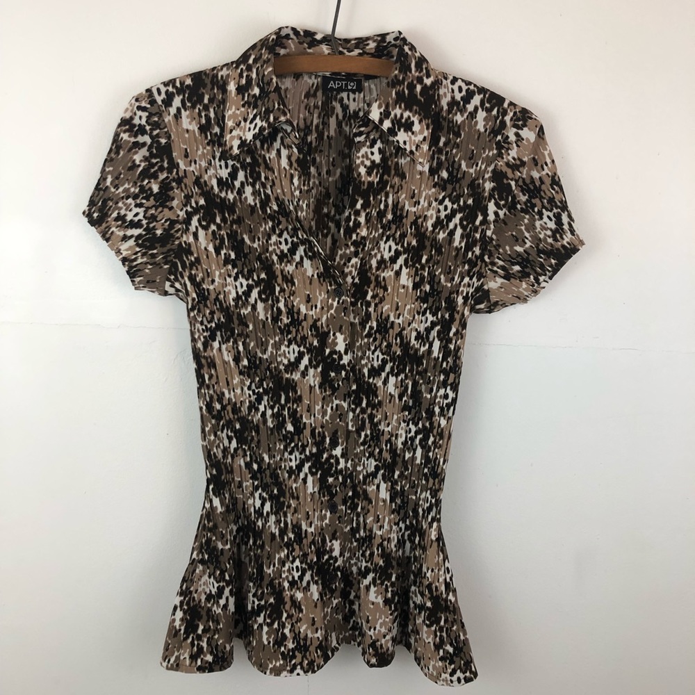 APT. 9 Cheetah print pleated blouse